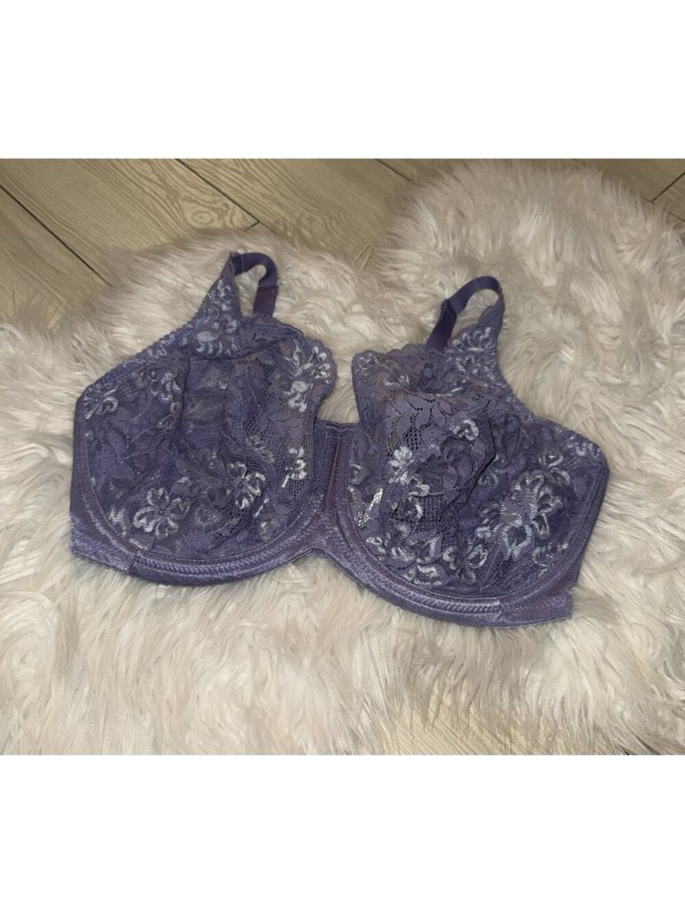 Lunaire Sensuous Lace Demi Bra Unlined Semi Sheer UW Womens 38DDD Purple 10711